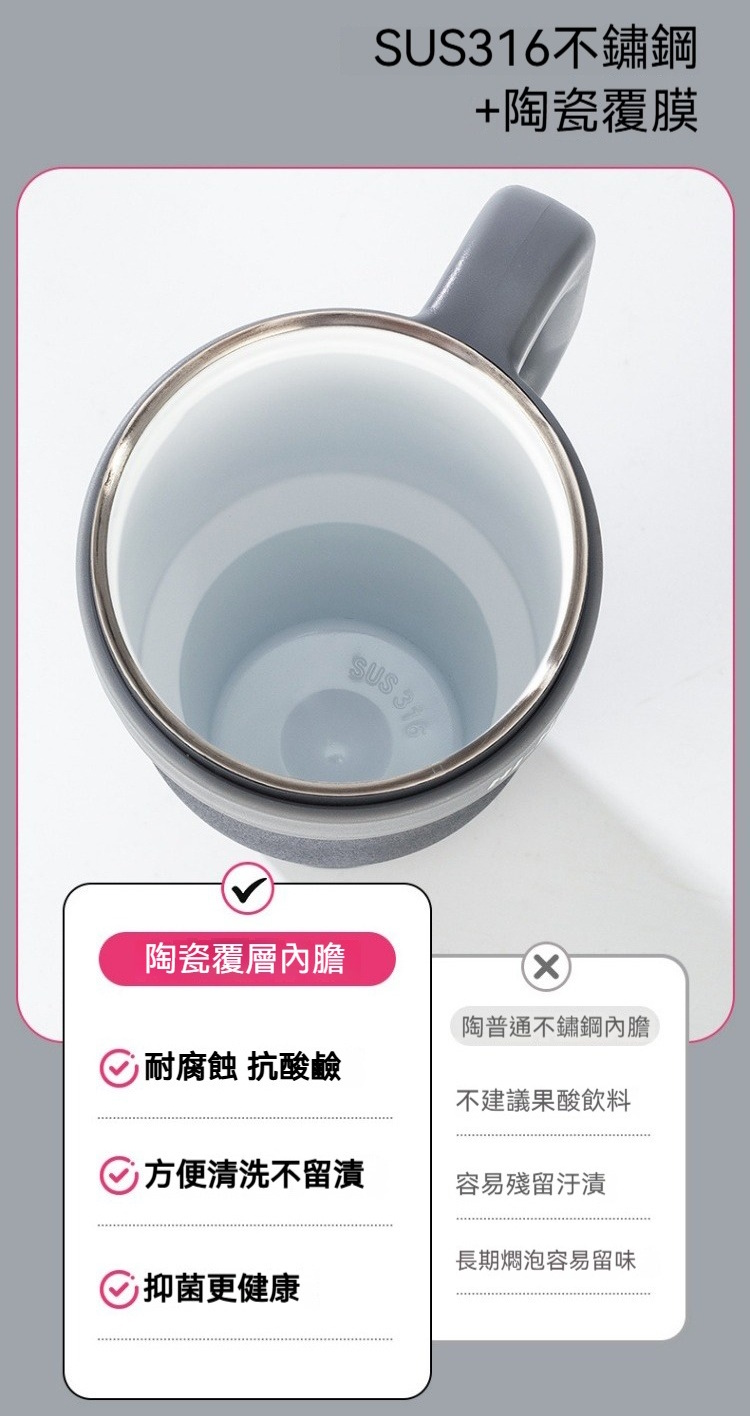 大容量陶瓷塗層冰霸杯1250ml 手搖飲 保溫 保冷 手把