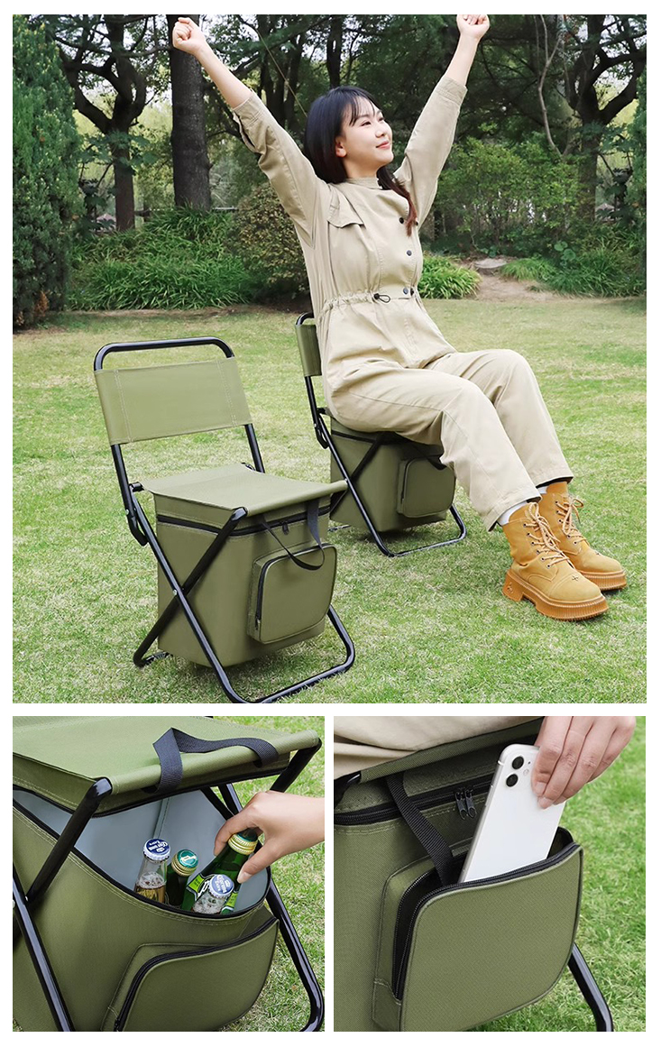 三合一置物保鮮戶外便攜摺疊椅 共3色 童軍椅 露營椅 折疊椅