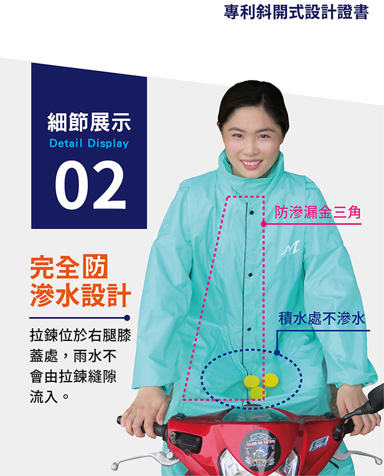 【鈦鴻牌】升級加大擋水片內斜開式雨衣