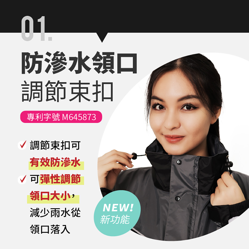 【鈦鴻牌】領口可調節-兩件式背包雨衣