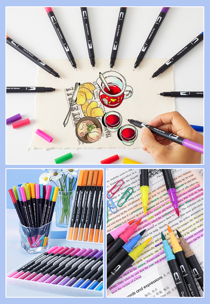 入門款軟雙頭水彩馬克筆 (黑桿48色/80色/120色) 麥克筆