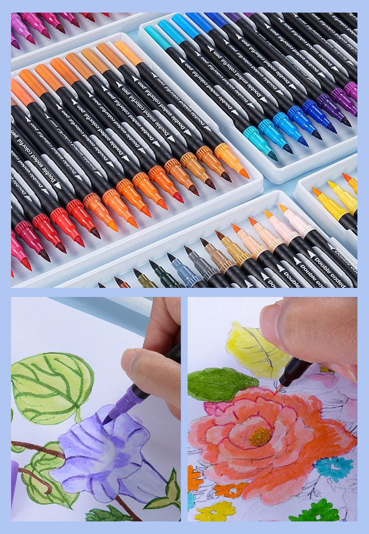 入門款軟雙頭水彩馬克筆 (黑桿48色/80色/120色) 麥克筆