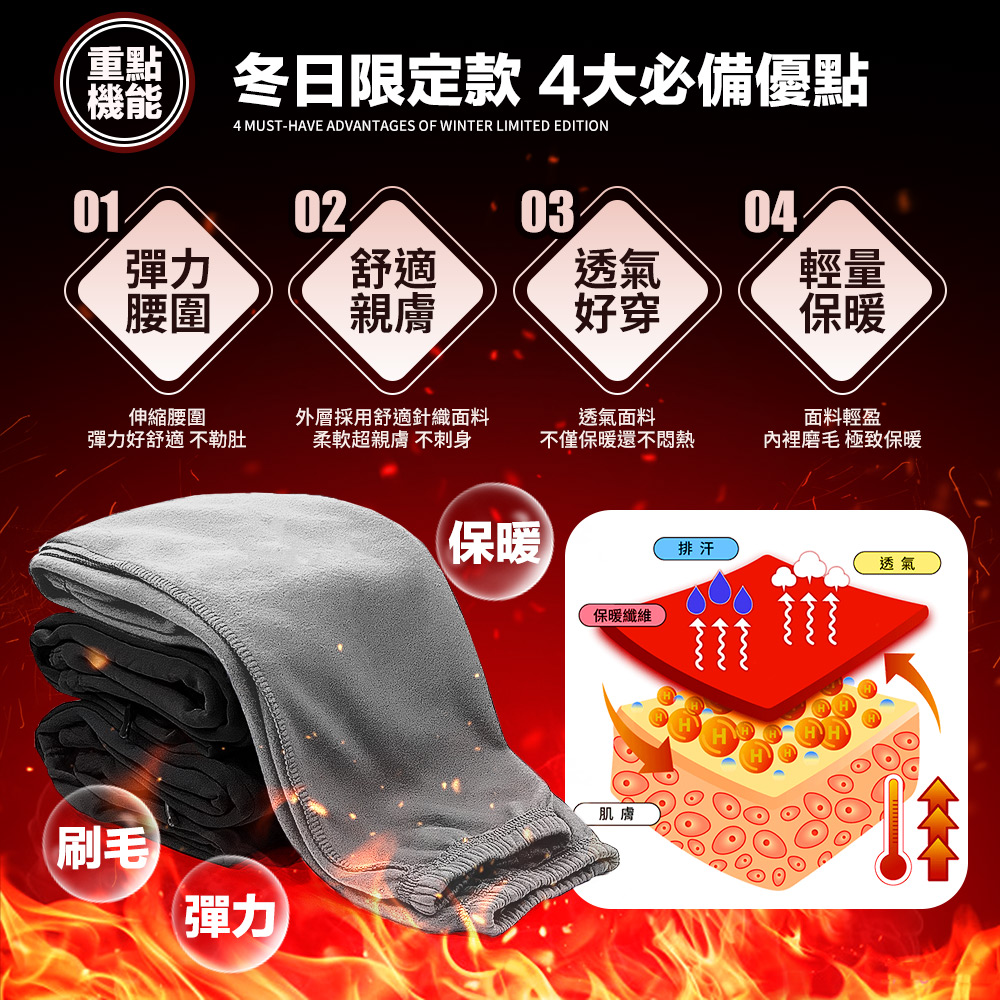 CS衣舖 保暖刷毛 男女共款 不咬膚束口棉刷毛褲 兩色