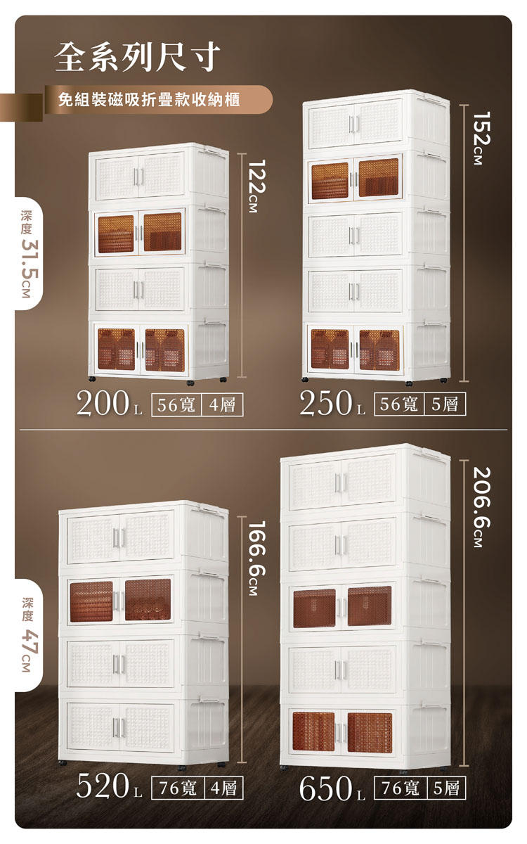 【ANDYMAY2】阪藤加深款折疊收納櫃-76寬(OH-R122)