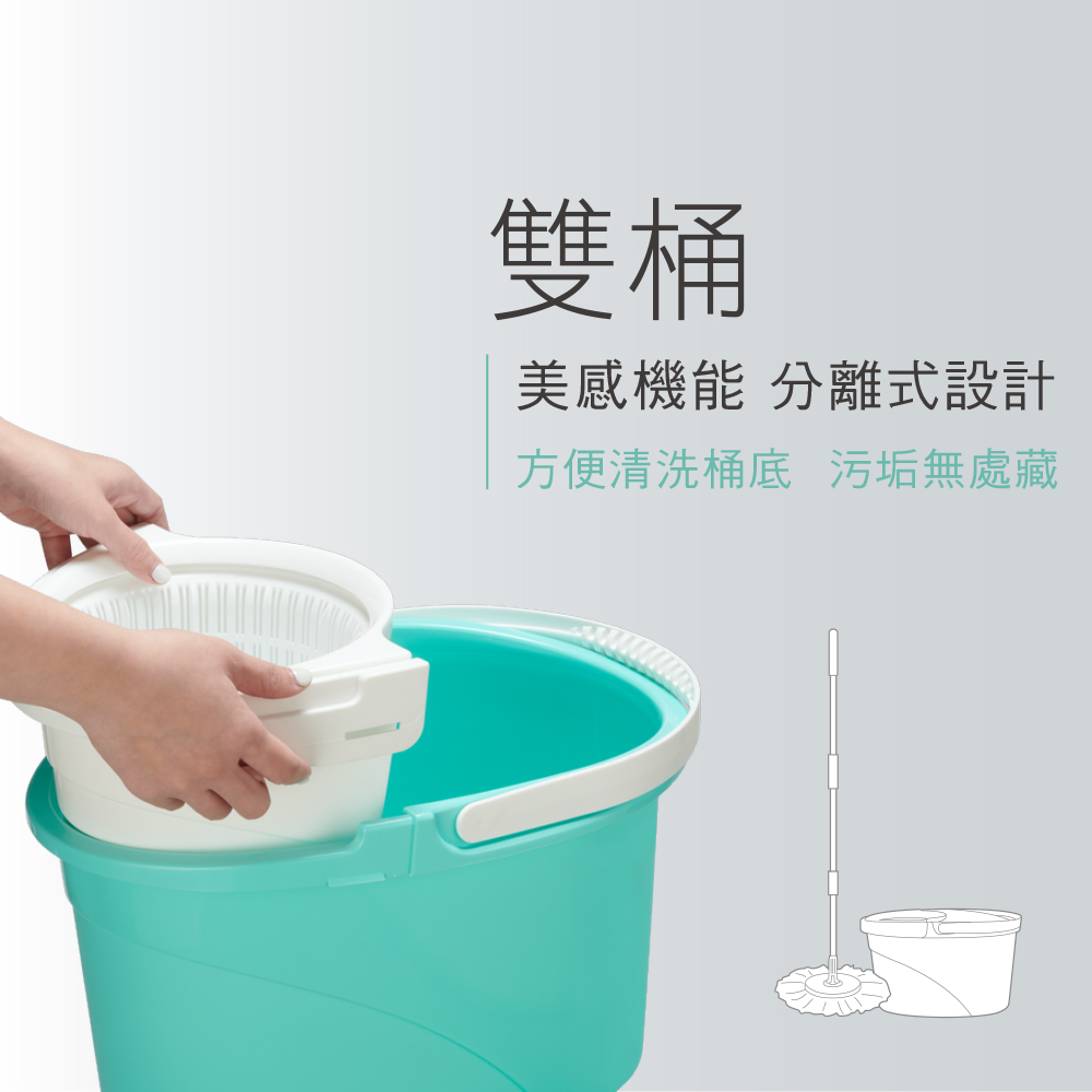 好神拖 美型系列 手壓獨立籃旋轉拖組(1拖1桶2布)