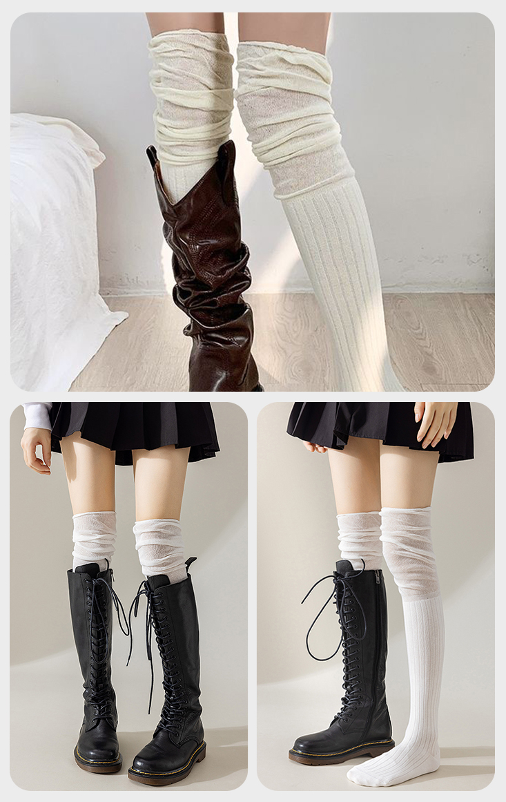 過膝拼接百搭長筒堆堆襪