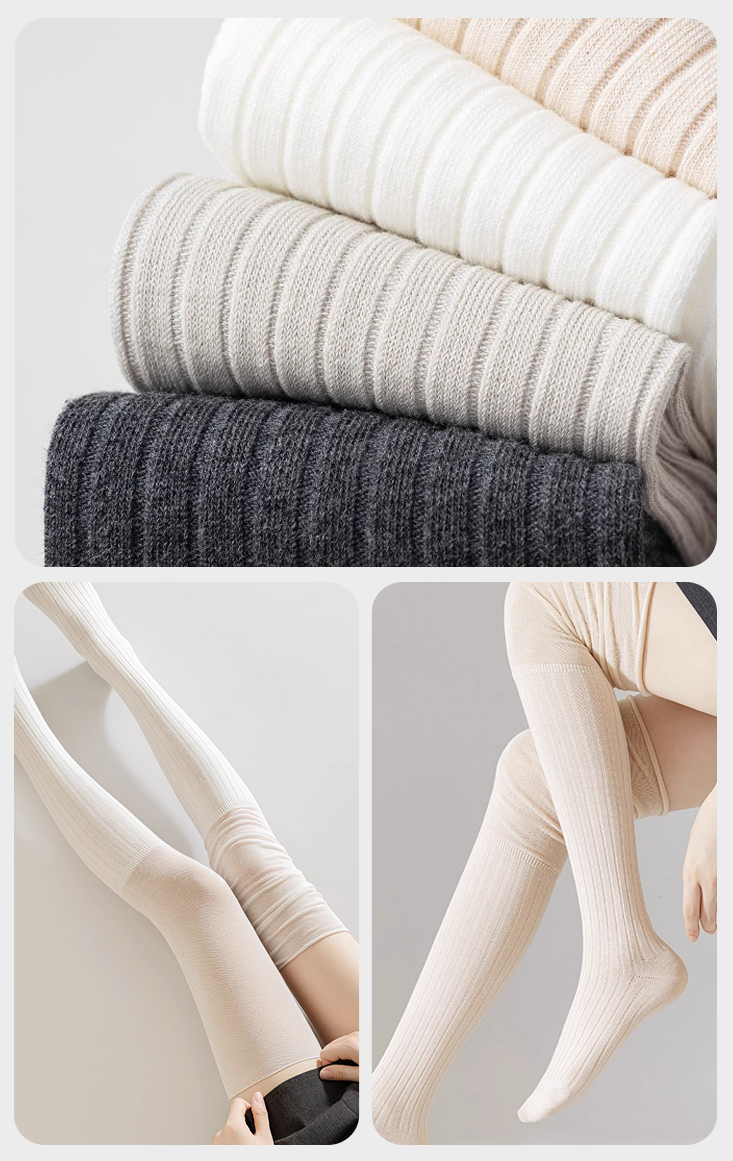 過膝拼接百搭長筒堆堆襪