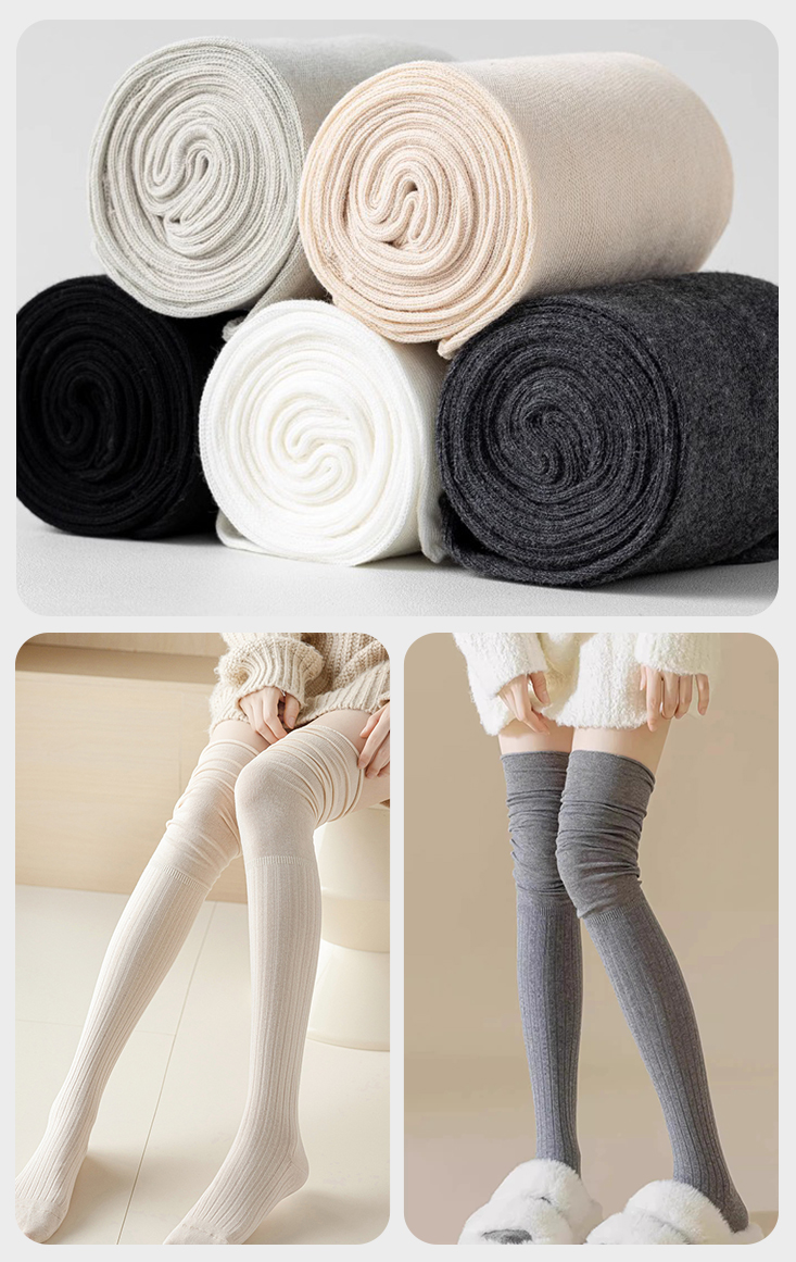 過膝拼接百搭長筒堆堆襪