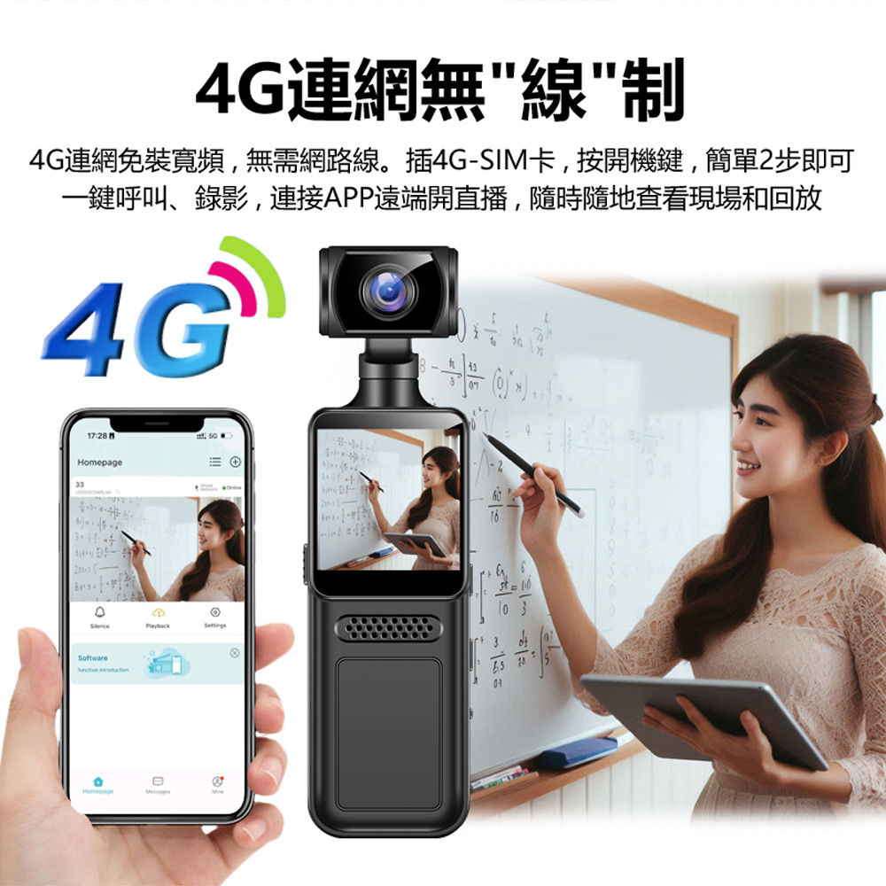 M12-4G SHOT 可插4G-SIM卡連網4K高畫質帶彩屏180度旋轉夜視鏡頭背夾運動攝影機(一鍵呼叫 雙向通話)