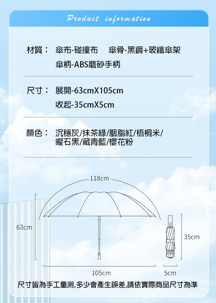 32骨抗風雨自動開合反向傘