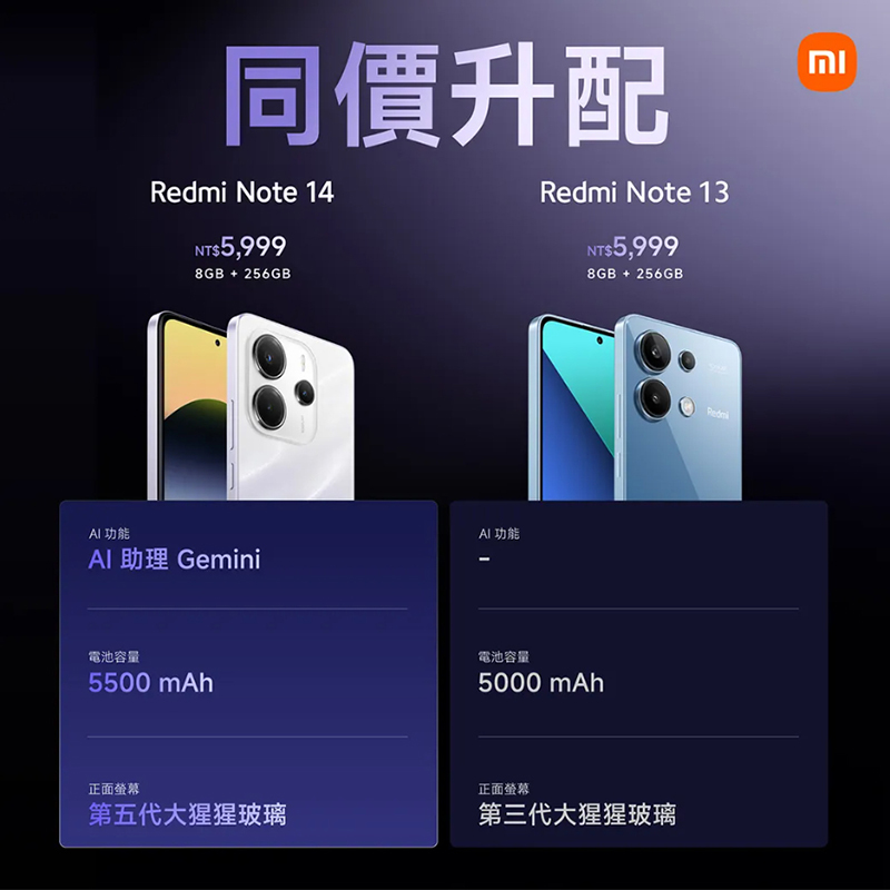 Redmi Note 14 (8G+256G) 6.67吋 智慧型手機-贈空壓殼+鋼化保貼+掛繩+韓版包+指環支架+噴劑