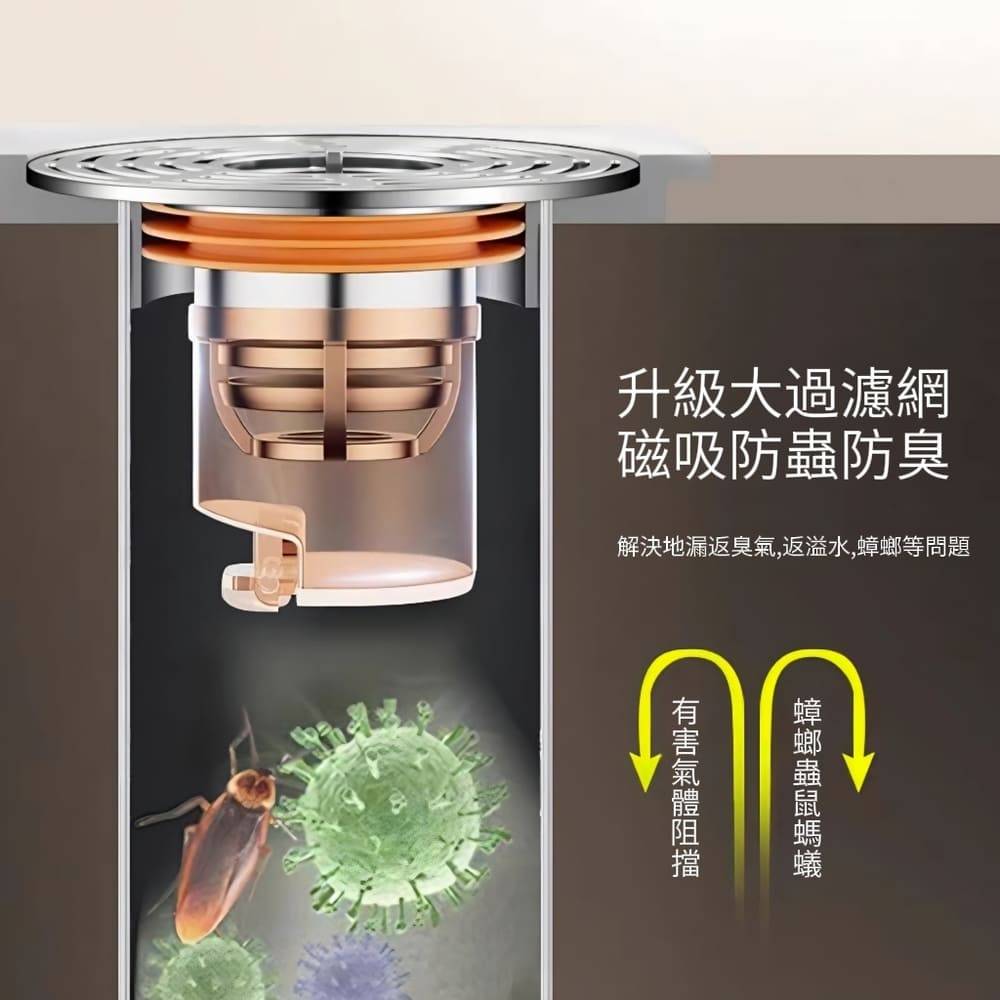 【1秒防堵】磁吸密封防堵防臭地漏芯 過濾排水蓋 口徑32-45mm