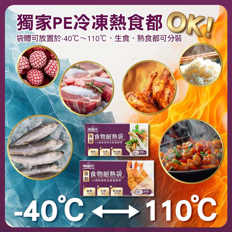 【驅塵氏】強韌食物耐熱袋(六兩/半斤)雙軌密封夾鏈袋(M/L)