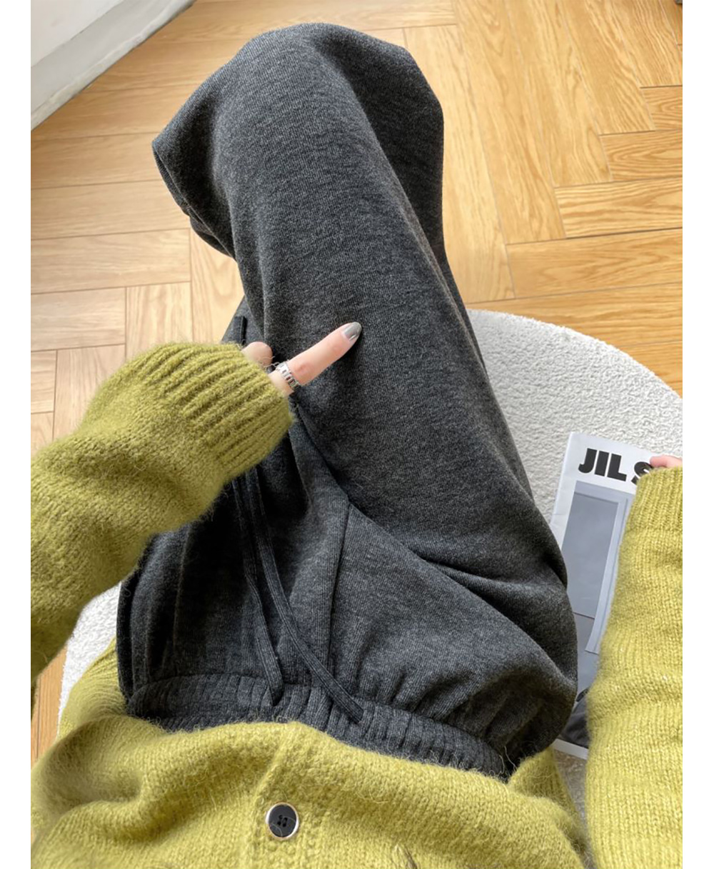 韓版保暖禦寒厚磅刷毛針織寬褲