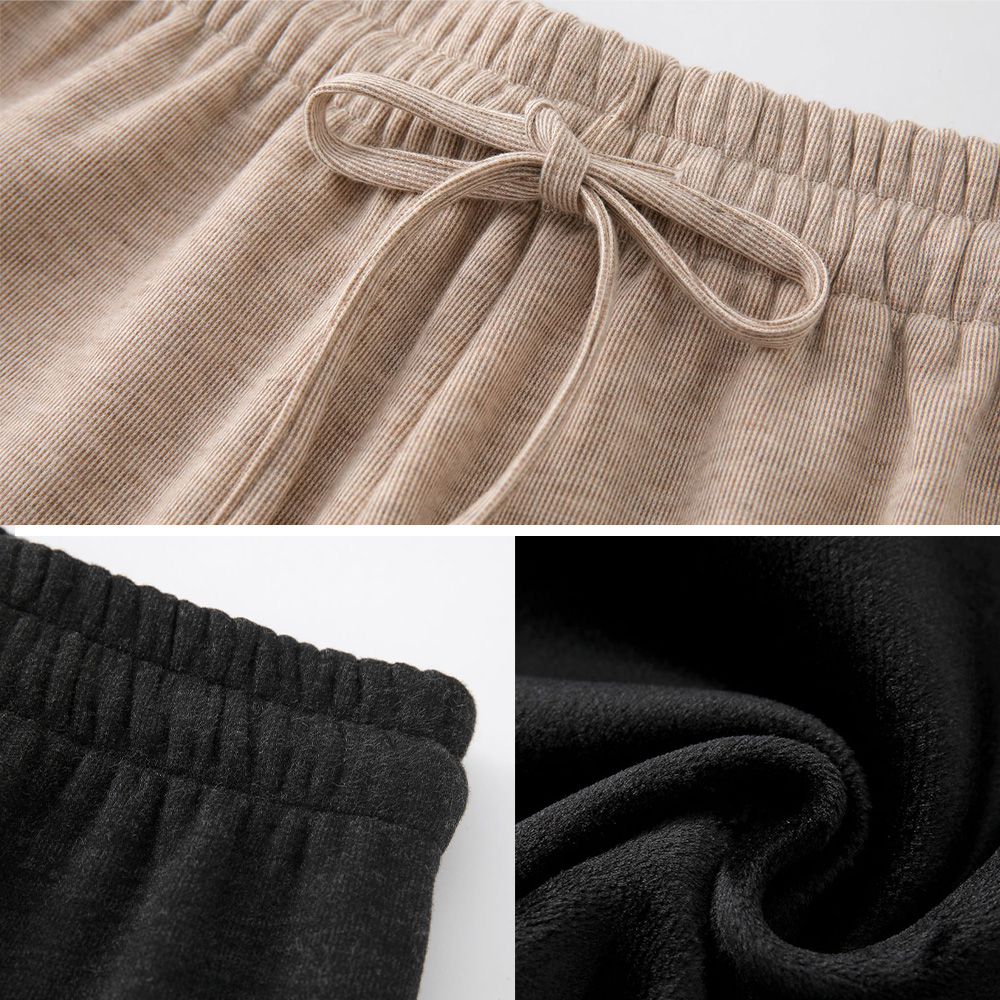 韓版保暖禦寒厚磅刷毛針織寬褲