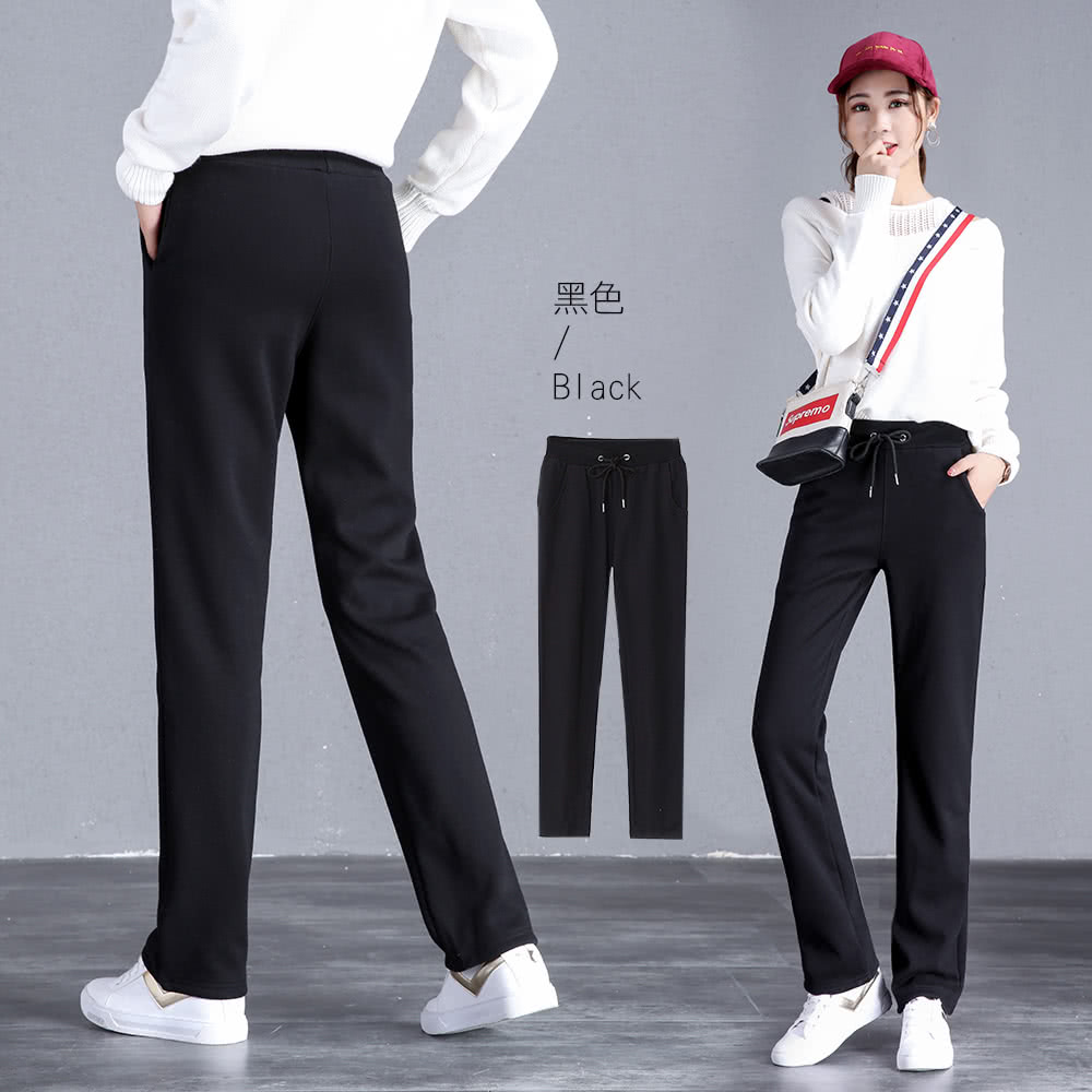 韓版保暖禦寒刷毛直筒褲