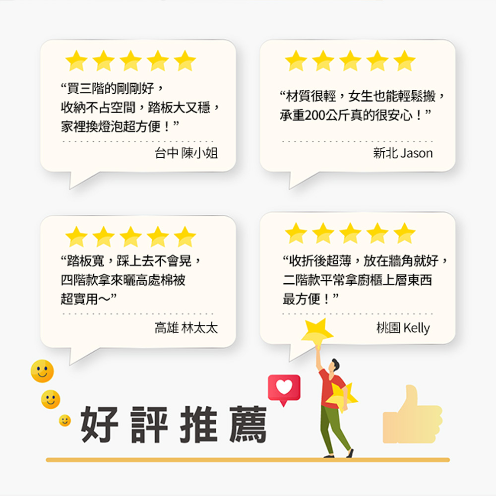 【百鈴】鋁製輕便大踏板二、三、四階梯