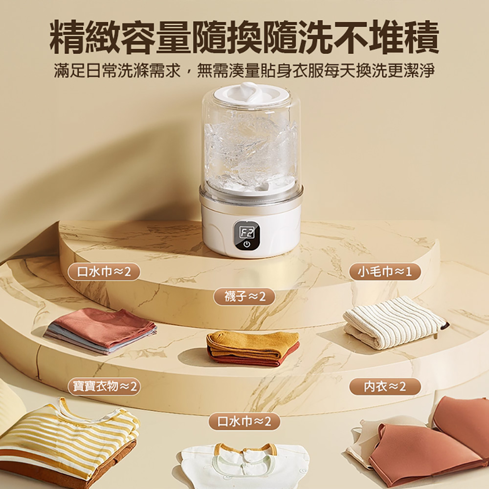 MC-116 便攜式無線迷你洗衣機(超長續航 輕巧便攜 貼身衣物 一鍵清洗 智能數顯)
