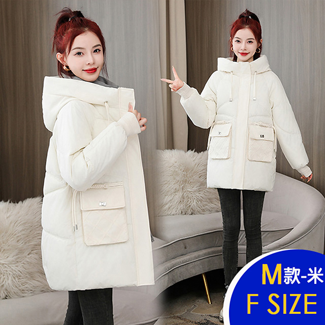 保暖羽絨棉連帽中長版外套系列(保暖/升溫/防小潑水)