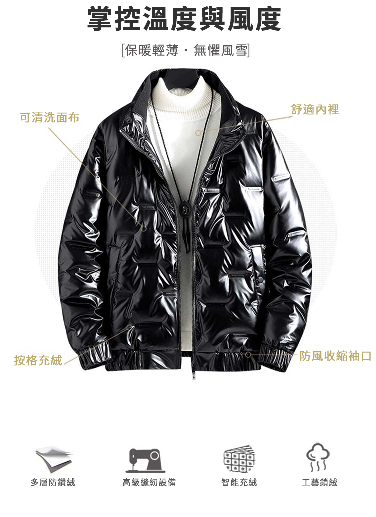 亮面加厚男士羽絨外套