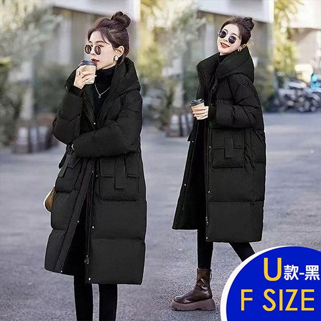 保暖羽絨棉連帽中長版外套系列(保暖/升溫/防小潑水)