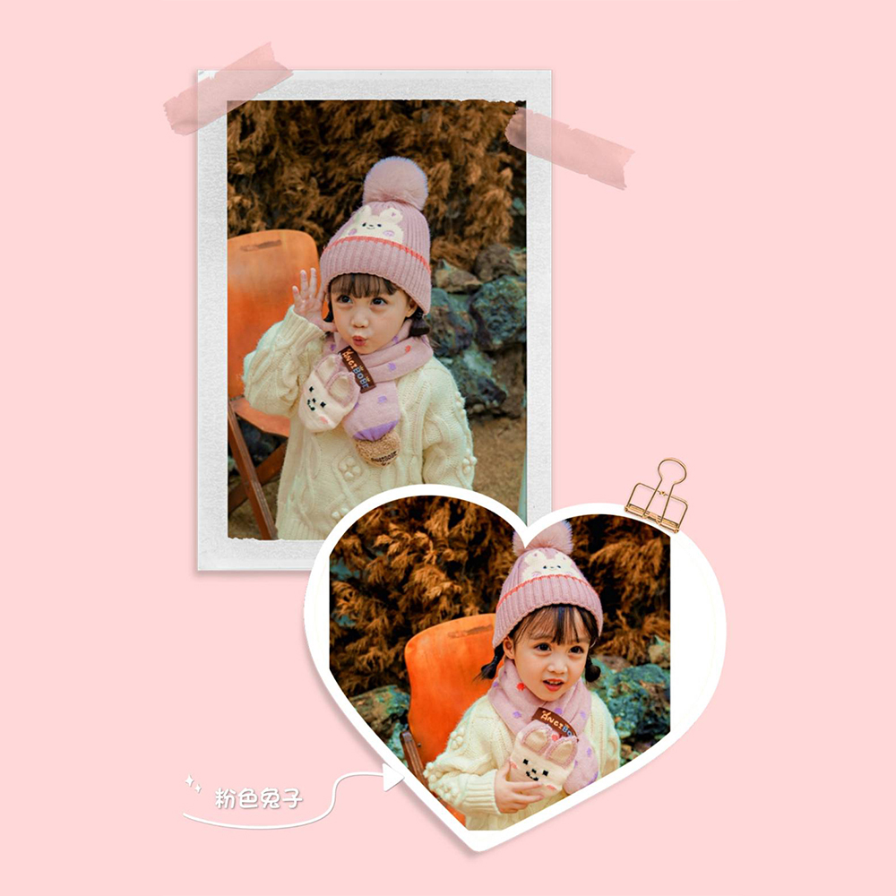 【JAR嚴選】韓國可愛動物造型毛球帽圍巾兩件套組