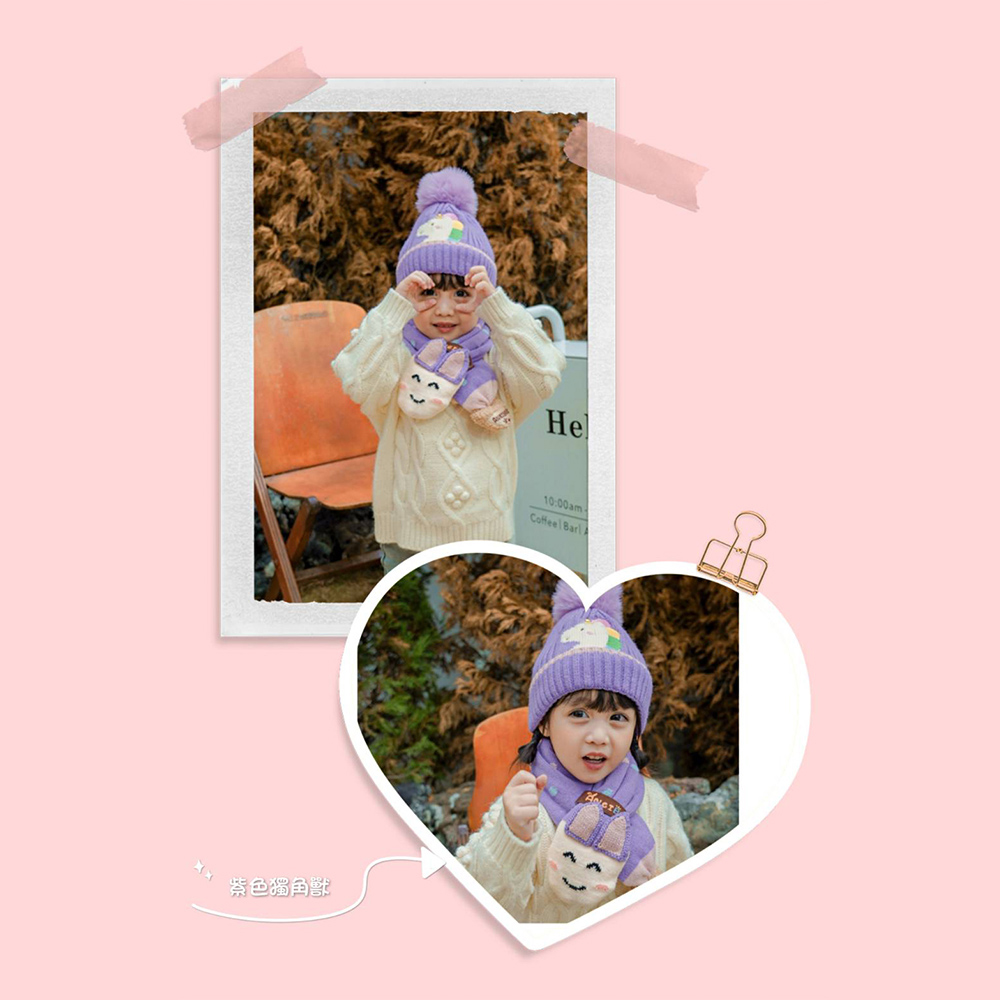 【JAR嚴選】韓國可愛動物造型毛球帽圍巾兩件套組