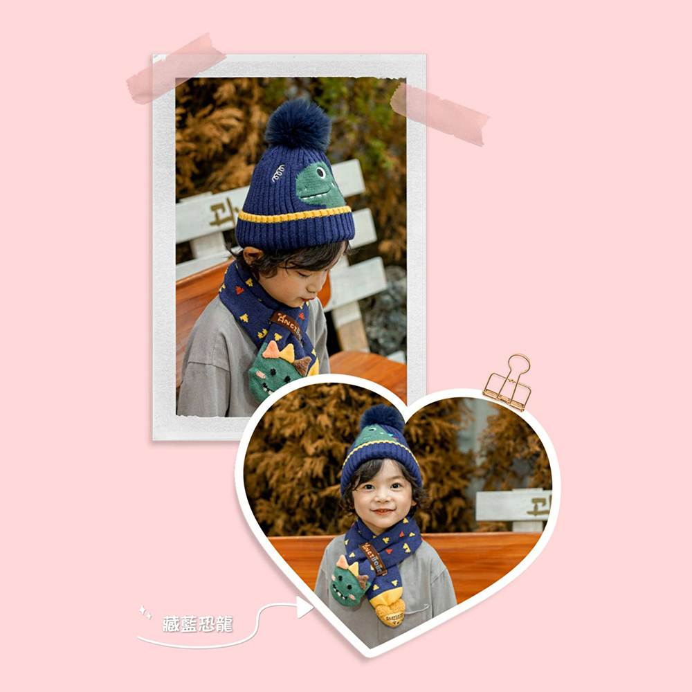 【JAR嚴選】韓國可愛動物造型毛球帽圍巾兩件套組