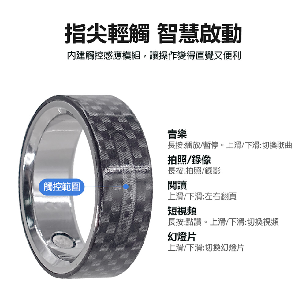 BLR-CE01 智能心率監測戒指(24小時監測 健康/心率/睡眠 多種模式 震動提醒 遠程遙控拍照 5ATM防水)