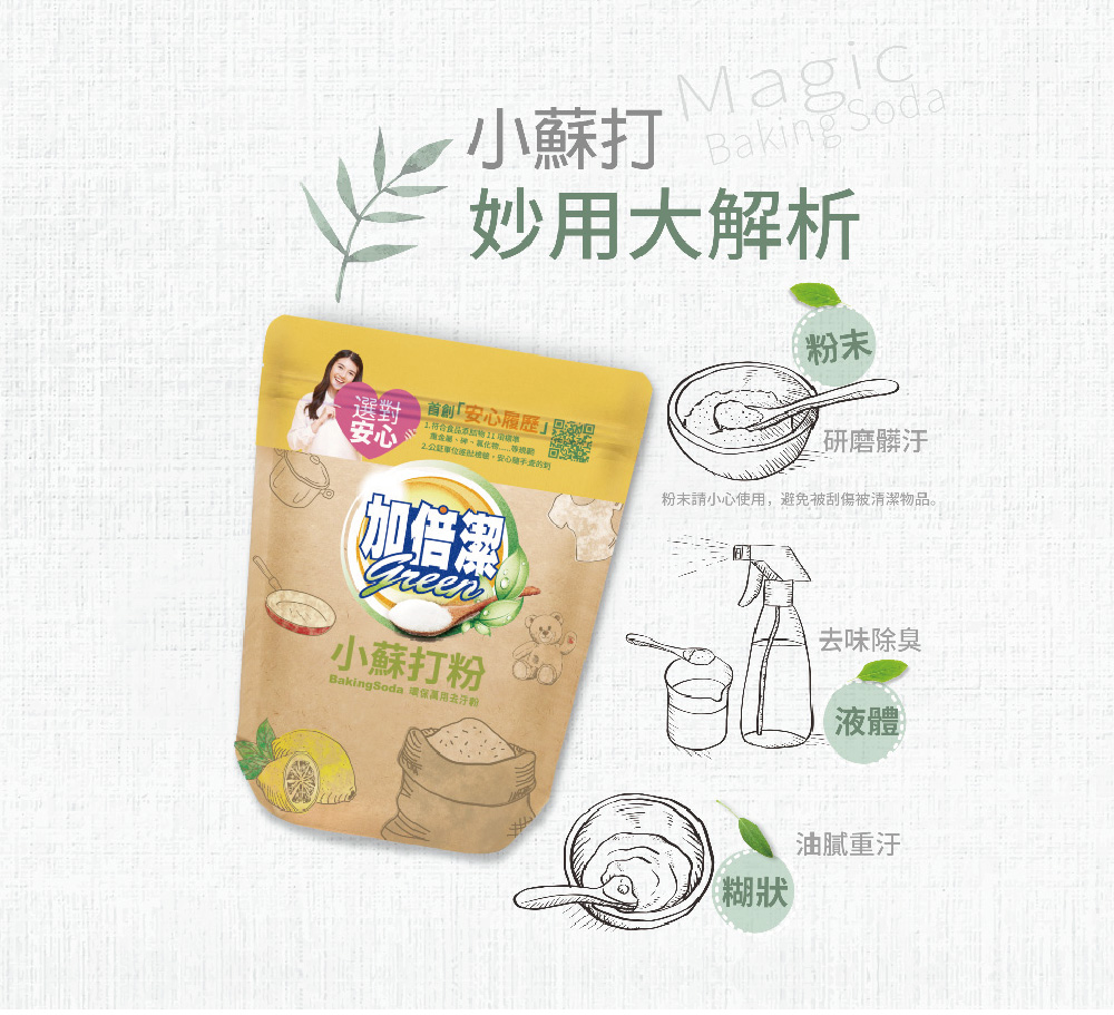 加倍潔 小蘇打去汙粉 1kg (12入/箱) (小蘇打粉)