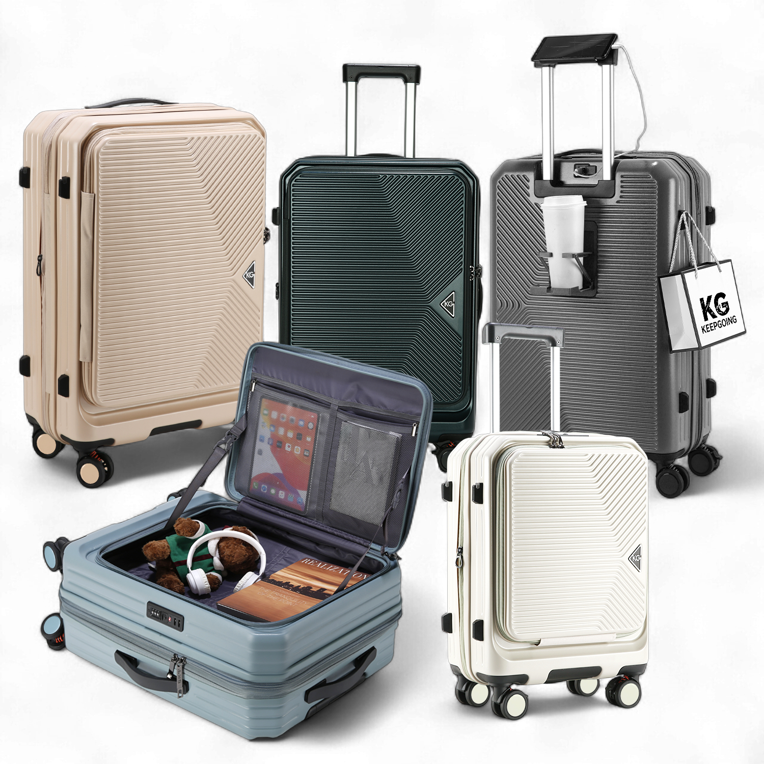 【KeepGoing】光耀之心 雙開式 (多色可選) 多功能防爆拉鍊行李箱-20吋25吋29吋