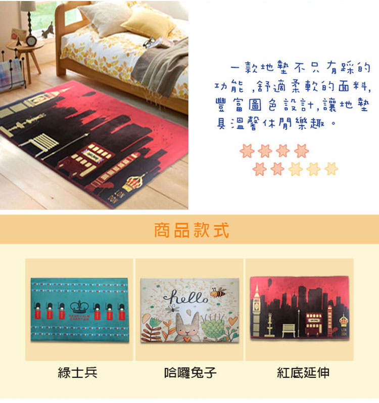專櫃級 大版英倫風超回彈地墊80x120cm