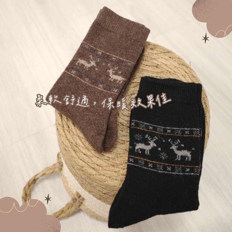 凱美棉業｜冬日必備（男款）精緻保暖毛襪 防寒襪 保暖襪 毛襪 長襪 冬天襪-極簡格調款、麋鹿提花款