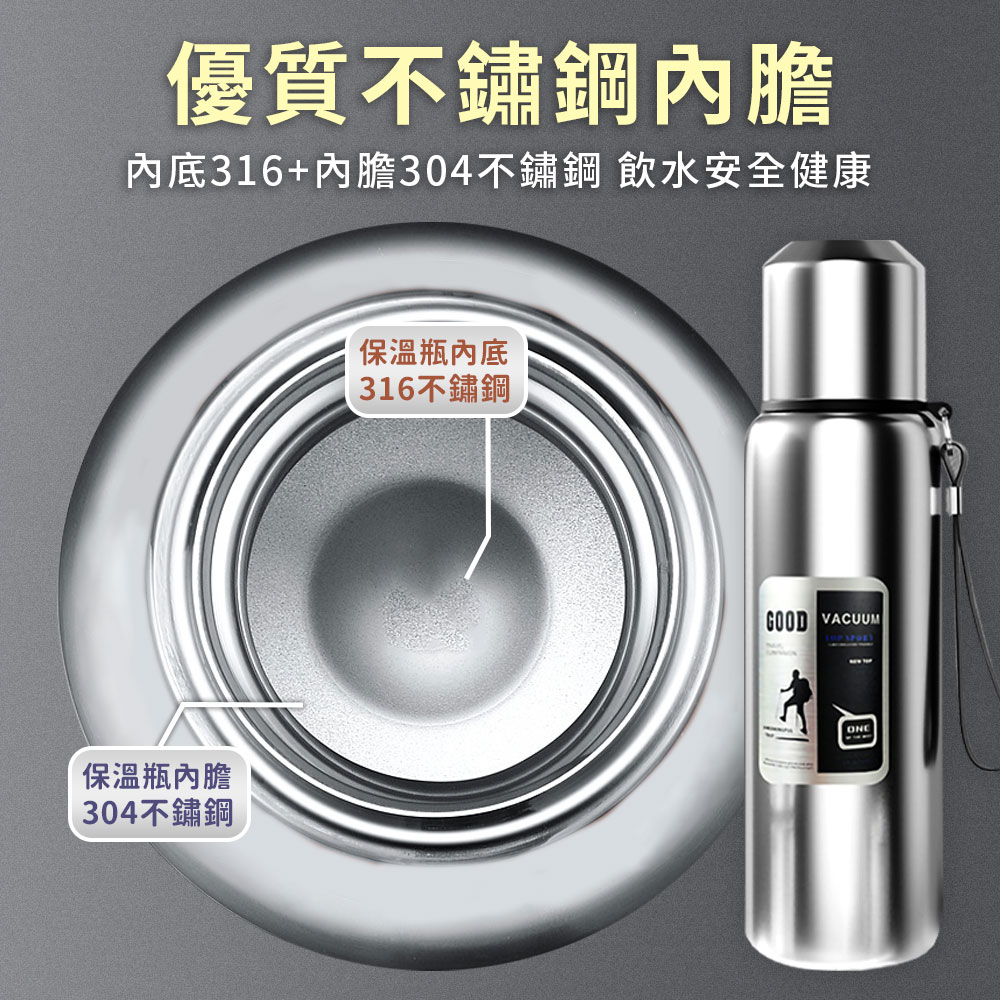 304+316不鏽鋼全鋼長效保溫咖啡杯(1000ml)