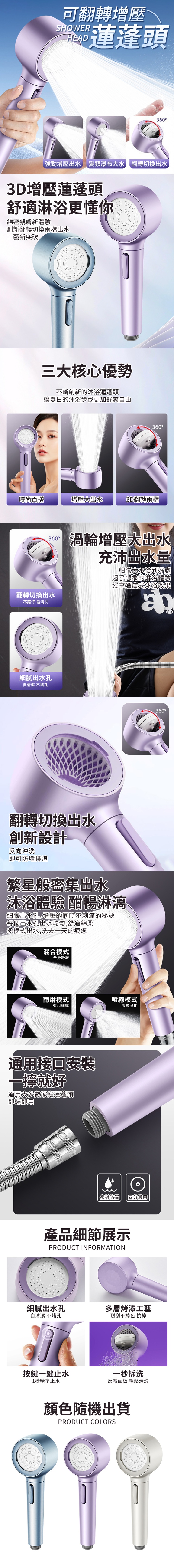 (A)可翻轉增壓蓮蓬頭