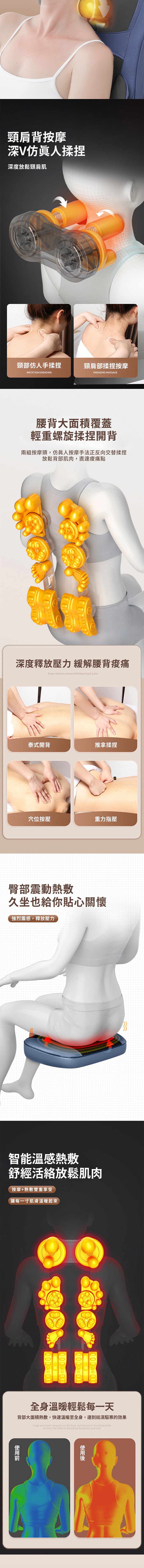 【NOVOICE 諾維斯】旗艦款全自動背部五點按摩熱敷椅墊SB-A11