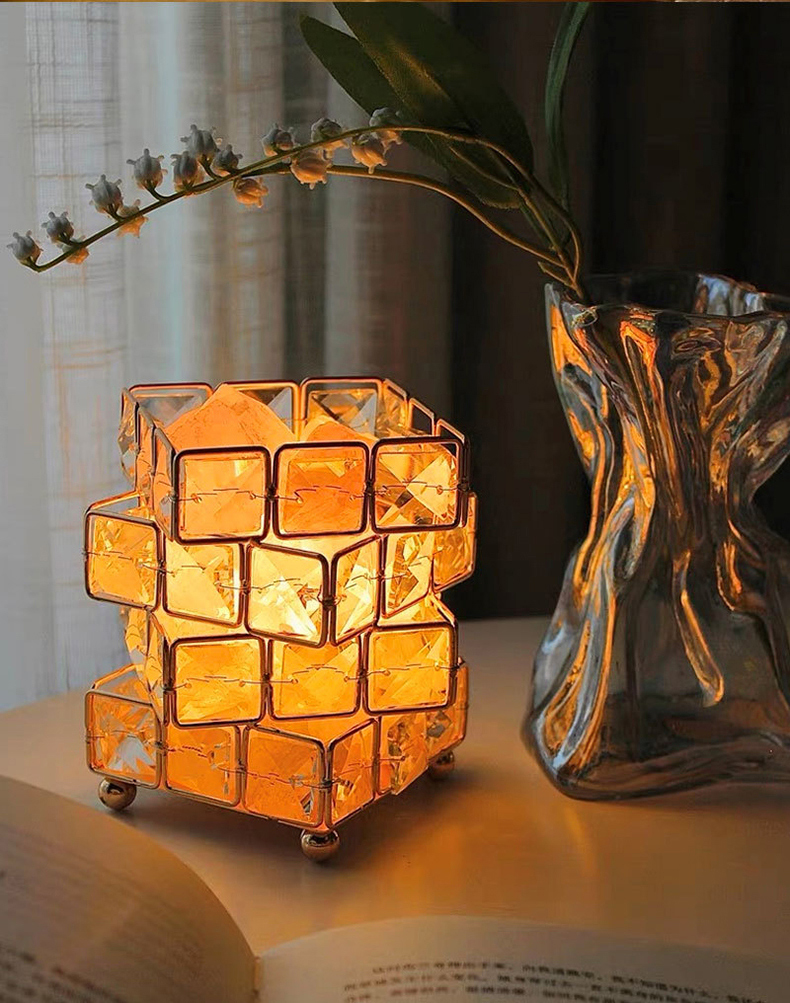 魔方疊光天然鹽石擴香小夜燈