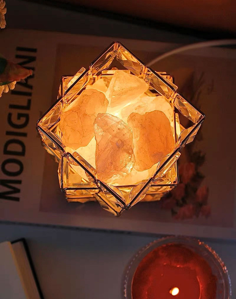 魔方疊光天然鹽石擴香小夜燈