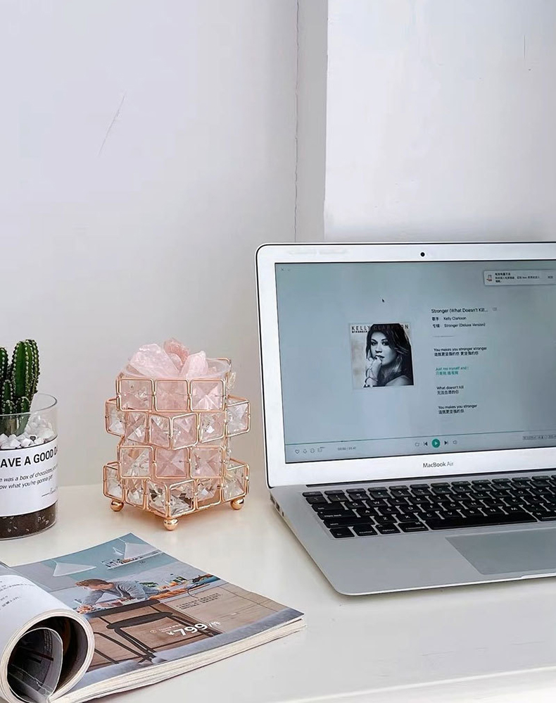 魔方疊光天然鹽石擴香小夜燈