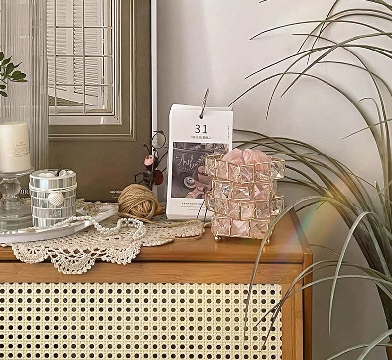 魔方疊光天然鹽石擴香小夜燈