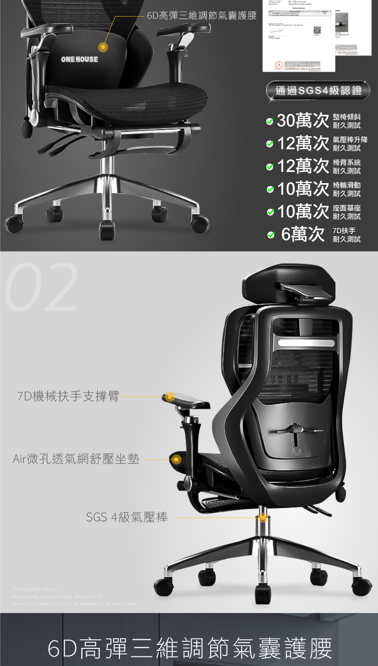 【ANDYMAY2】格拉斯人體工學7D機械手氣囊護腰辦公椅-X16旗艦款(OH-K224)