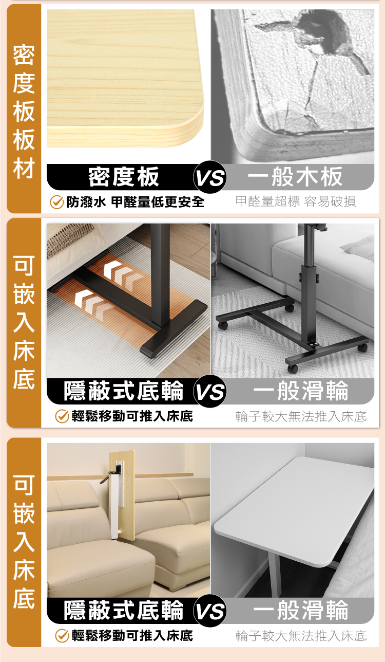 【ANDYMAY2】丹尼爾無段氣動升降邊桌80寬 經典款/折疊款(OH-K201)