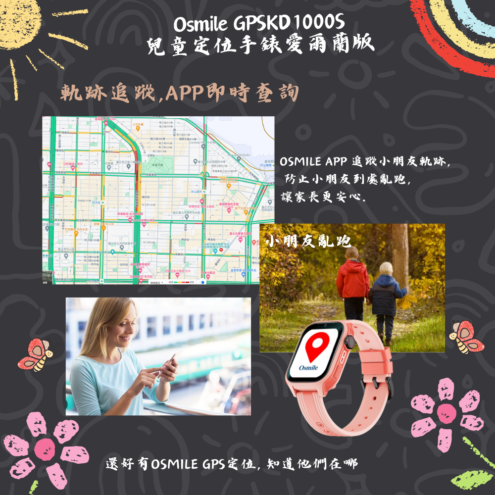 Osmile GPSKD1000 S 大鏡面 兒童GPS定位手錶 台灣.愛爾蘭地區可用AG