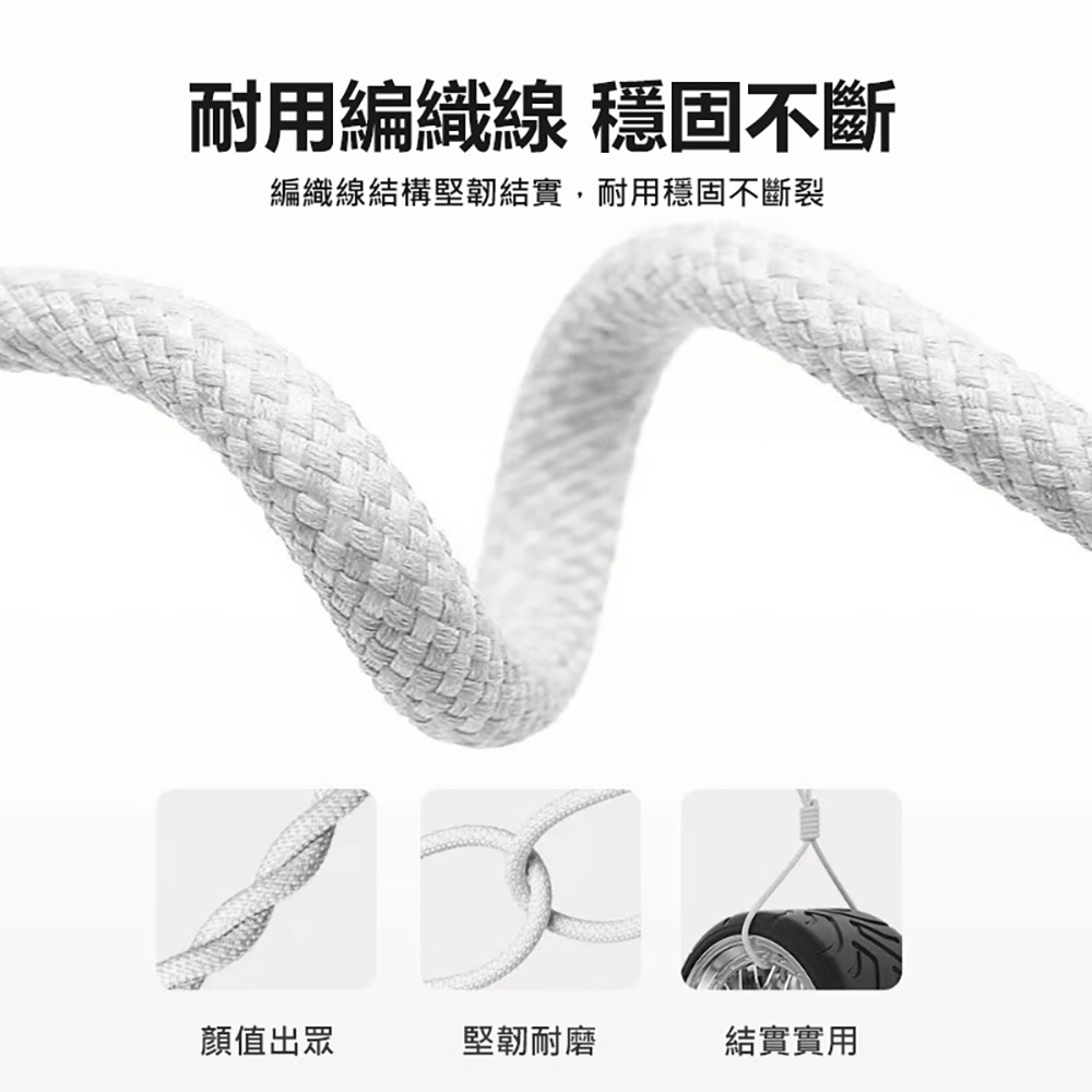FC3030 蘋果60W PD 編織快充線 1.3米(Type-C To Type-C 6A大電流 編織軟線 傳輸線 車內可用)