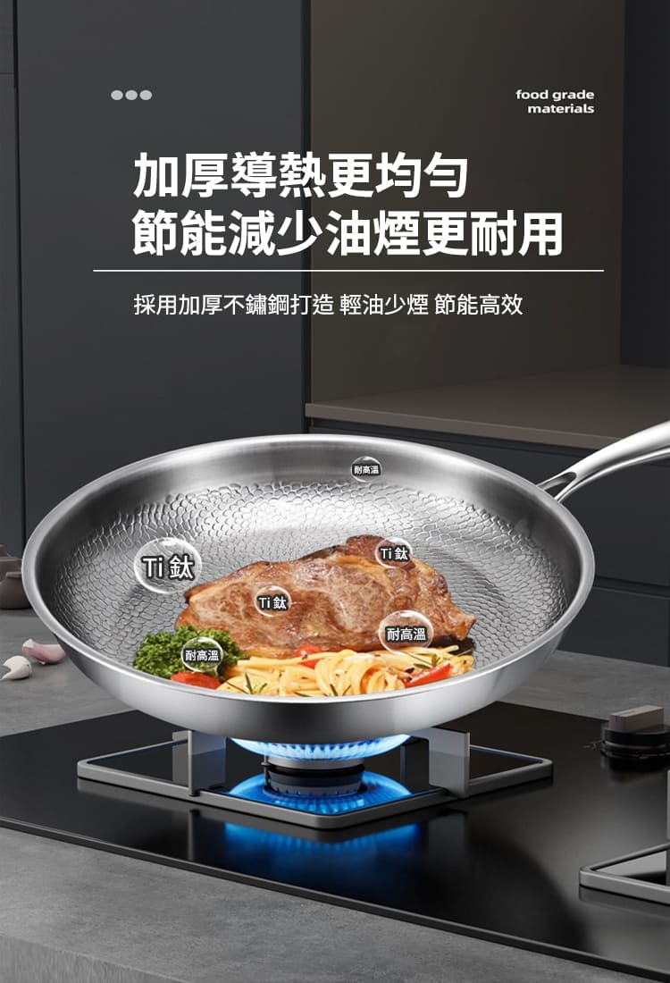 鈦鋼錘紋無塗層不沾平底鍋 28cm