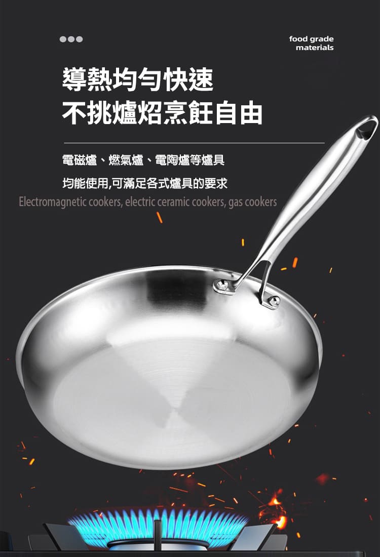 鈦鋼錘紋無塗層不沾平底鍋 28cm