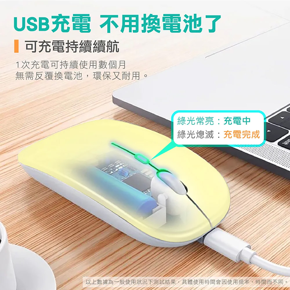 K-1 無線靜音滑鼠(三檔DPI 七彩燈效 按鍵靜音 USB充電 藍芽連線)