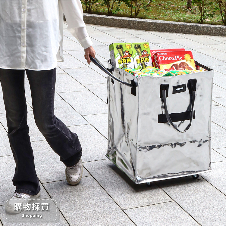 【ANDYMAY2】丹麥附輪超大容量手提防水折疊購物車(OH-Q329)
