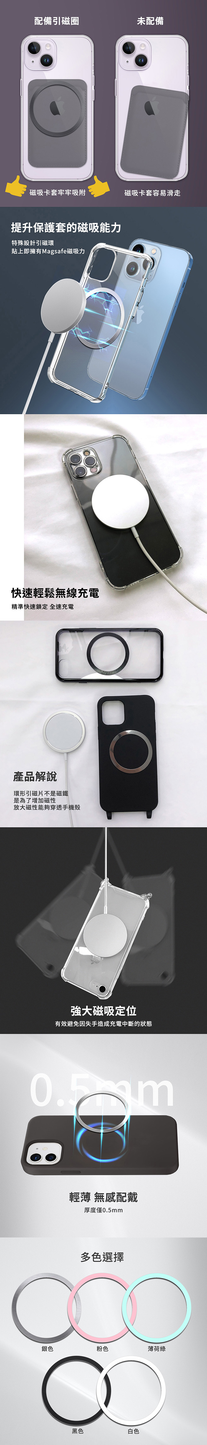 安卓蘋果皆可用 磁吸充電貼片 引磁圈 Magsafe適用 強磁貼片