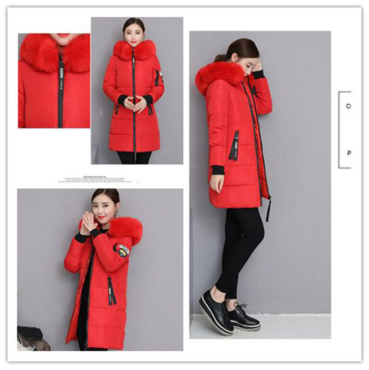 冬季毛領修身長版連帽外套